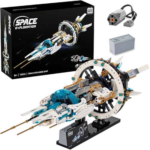 UNCLE BRICK Space Station Spaceship Building Blocks Set,with Lights and Power Motor,Space Exploration Toy,Creative Gift Idea for Adults and Space Fans,for Boys and Gril Age 8-12,Compatible with Lego