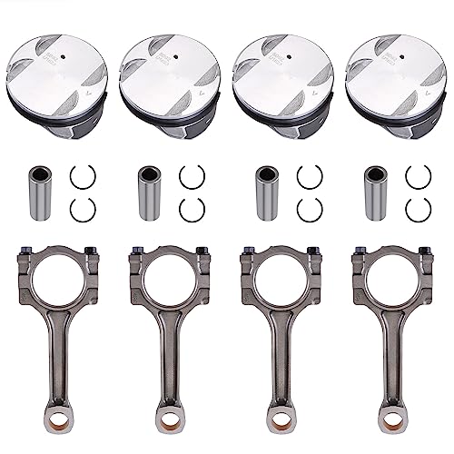 Saitedudu 4PCS Car Engine Pistons and Connecting Rods Kit Engine Piston 12578324 12609858 Compatible with 2010-2016 Lacrosse Bui-ck Chevy GM G5 G6 Saturn 2.4L Replace 12578326 12784490