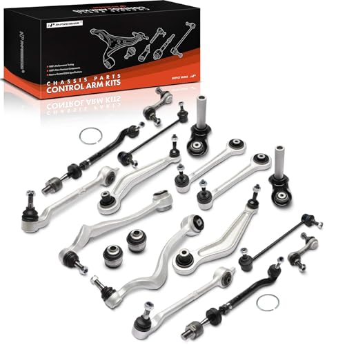 A-Premium Set of 18, Front Rear Control Arm, Control Arm Bushing, Sway Bar Link, Tie Rod End, Integral Link, Compatible with BMW E39 Series 530i 2001-2003, 528i 1998-2000, 525i 2001-2003