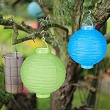 Relaxdays LED Lampions, 10-Piece Set, Battery-Powered, Indoor & Outdoor, Hangable, Paper Lantern, Ø 20 cm, Colourful, Yellow/Green/Blue/Red, 10er Pack