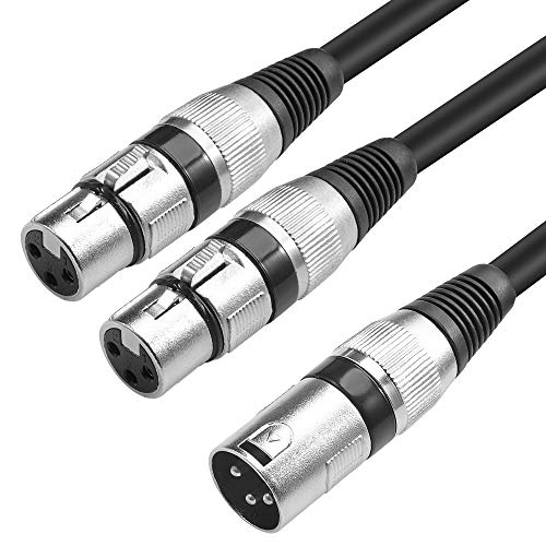 Disino XLR Splitter Cable, 3 Pin Dual XLR Female to Male Patch Y Cable Balanced Microphone Cord Audio Adaptor (1 Male to 2 Female) - 5 Feet