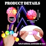 Sosation 100 Pcs Light up LED Flashing Ring Glow in The Dark Bumpy Jelly Ring Finger Light Birthday Party Favors Blinking decor for Party favor(Rainbow)