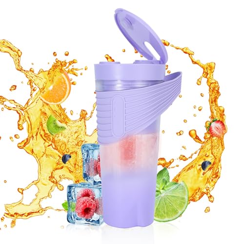 Portable Blender, Personal Blender for Shakes and Smoothies with 460ml capacity, Fast Charging Mini Mixer Bottle, Food and Juice for Gym Travel Kitchen (Purple)