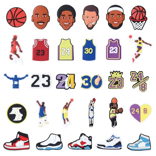 ADIVOLT 30Pcs Basketball Shoes Charms for Boys, No-random Sports Decoration Charms for Sandals Pins Bracelet Wristband Party Favors Kids Adults Gifts