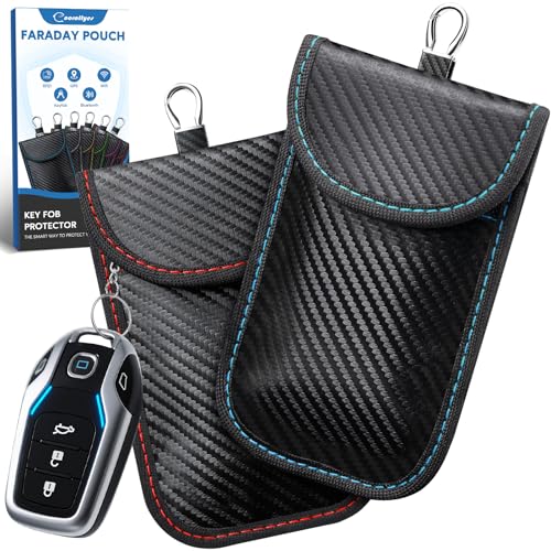 Coorattyes Faraday Key Fob Protector, 6 Color Faraday Bags for Car Keys, Safe Key Pouch for Car RFID Key Fob Protector, Signal Blocking Case