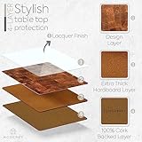 Moderry Set of 4 Heat Resistant Cork Placemats for Dining Table with Free Set of 4 Matching Drink Coasters Marble Design 16 x 12 Inches Cork Backed Hard Placemats (Honey Oak)