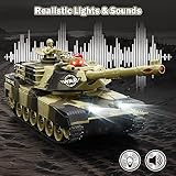 Remote Control Tank for Boys - Kids Simulated Army Tank Toy, 1:28 Scale 8 Channels RC Tanks with Toy Soldiers, 2 Batteries, Rotating Turret & Sound, Military Toys Great Gift for Boys Age 8 9 10