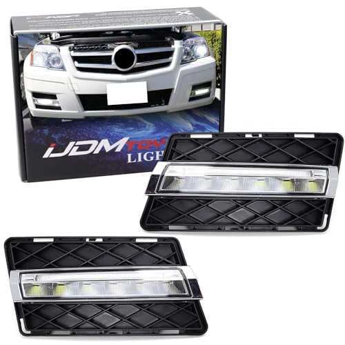 iJDMTOY Xenon White LED Daytime Running Lights Compatible with Mercedes 2009-12 X204 GLK Class, (2) OEM Fit DRL Assy Each Powered by 6 Pieces High Power LED Lights