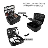 Travel Electronics Organizer, Waterproof Cable Organizer Bag for Electronic Accessories Double Layer Large Shockproof Cable Storage Bag for Cord, Power Bank, Tablet(Up to iPad 11 inch) - Black