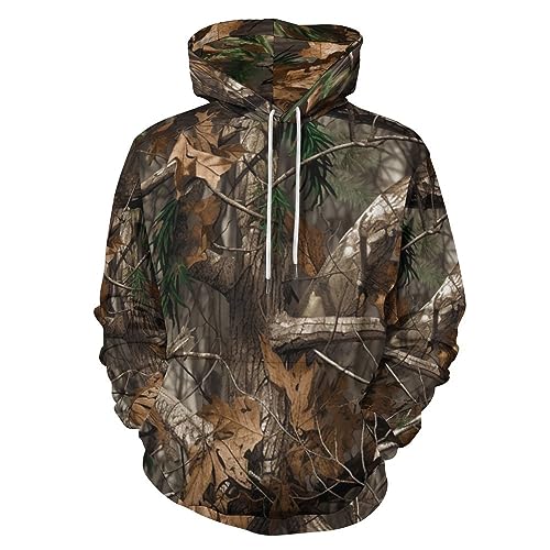 KAFFUL Cool Hoodies for Men Graphic, Hunting Camo Fleece Sweatshirt, Fashion Teen Boy Clothes Gifts Hooded Pullover Sweatshirt,2XL