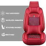 MVRVMV for Ford Focus ST Luxury Front Seat Covers, with 2* Neck Pillow and 2* Lumbar Support (Front Pair/Red)