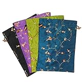 DODOGA 4pcs Embroidered Silk Flower Design Jacquard Travel Bag, Lingerie Bags Underwear Bags Laundry Bags Shoe Bags for Travel Storage for Men Women Washable Cloth Shoe Bags