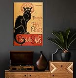 artprints1stop Canvas Print Wall Art - Tour of Rodolphe Salis' Chat Noir Classic Vintage Black Cat Post by Théophile Steinlen - 24x36 inches