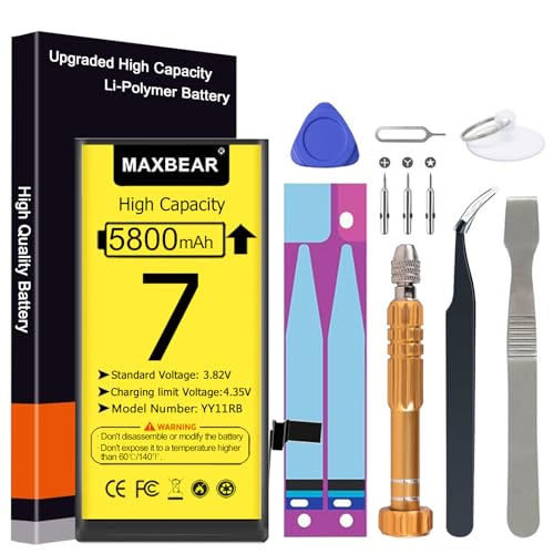 BOVSRT [5800mAh] Battery for iPhone 7, (2024 New Version) 0 Cycle Ultra High Capacity Battery Replacement for iPhone 7 Model A1660, A1778, A1779 with Repair Tool Kit