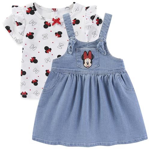 Disney Minnie Mouse Baby Girls Denim Jumper Dress and Jersey Top for Infants