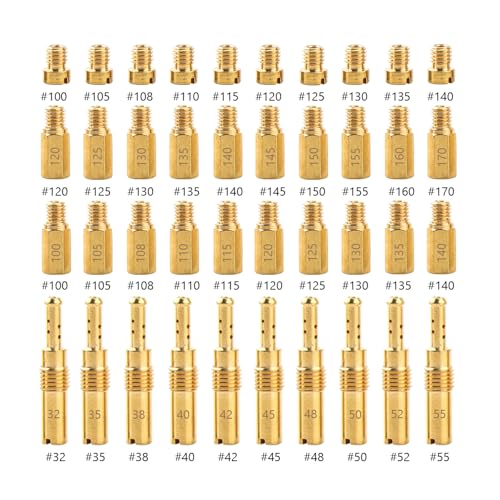 30Pcs Carburetor Main Jets and 10Pcs Slow Jets Pilot Jet Kit Fits for PWK Keihin OKO KOSO CVK