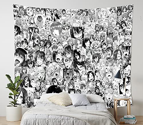 AkinaWay Ahegao Lust Face Kawaii Anime Aesthetic Bedroom Tapestry for Wall Decoration (60"x40")