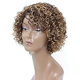 HUA Short Curly Human Hair Wigs for Black Women P4/27/30 Short Curly Wigs for African American Glueless Human Hair Wigs