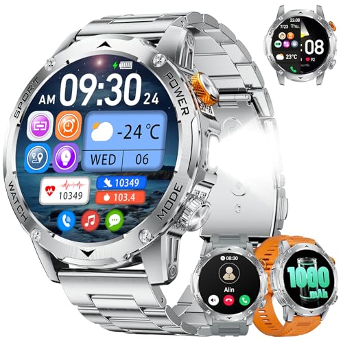 LIGE Smart Watch for Men (Make/Answer Calls) with 1000mAh, 1.75" HD Screen Smartwatch with Flashlight, Heart Rate/Sleep Monitor, IP68 Waterproof, 100+ Sports Modes for Android iOS, 3 Straps