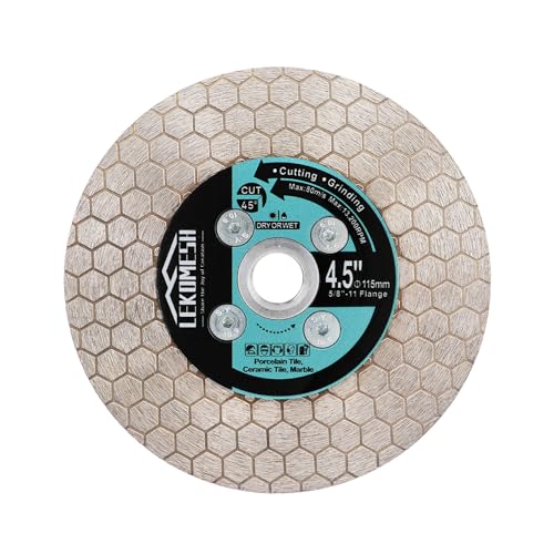 LEKOMESH 4.5 Inch/115MM Diamond Cutting Disc - Tile Saw Blade Cutting Wheel Double-sided Diamond Discs for Cutting Grinding Porcelain Ceramic Tile Marble Granite,5/8"-11 Thread