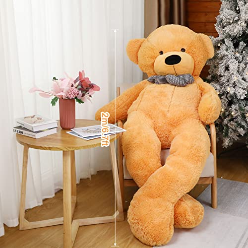 Jerify 78.8" Tall (6.56 Feet) Giant Plush Bear Light Bear Soft Stuffed Animal Bear with Ribbon Bow Cuddly Plush Bear for Birthday Valentines Christmas Holiday Party Favor(Brown)