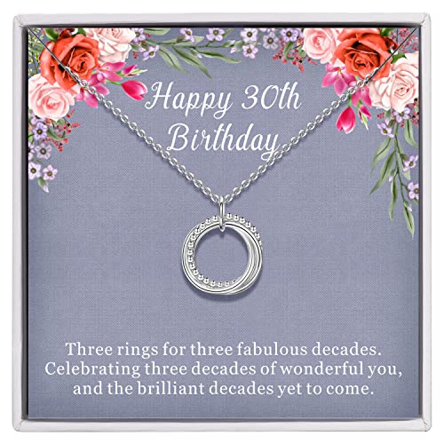 AM ANNIS MUNN 30th Birthday Gifts for Women 925 Sterling Silver Necklace 30th Birthday Gifts for Her Circle Necklaces Happy Birthday Gifts for Womens