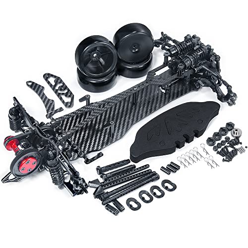 RCHUBAM CNC Carbon Fiber Frame Kit for 1/10 Sakura D5 RC Remote Control Flat Road Drift Car (Black)