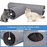 Ownpets Cat Tunnel, Extra Large 3 Way Collapsible Kitty Tunnel Cat Tube with Plush Ball & Feather Toy, Cat Play Tunnel for Large Cat, Kitten, Puppy, Rabbit(12 inches in Diameter)