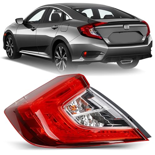 Brake Tail Lights for Honda Civic Sedan 2016 to 2021 - Rear Taillight Assembly Replacement for 33550-TBA-A01 and HO2804110 - Tail Lamp for Driver Left Side - Bulbs Included