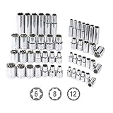 WORKPRO 450-Piece Drive Socket Set 1/2" 1/4" 3/8", CR-V Metric and Imperial with Quick-Release Ratchet Wrench, Spanners, Bits Set, Mechanics Tool for Car Repair