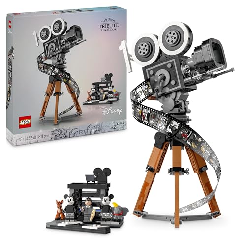 LEGO Disney Movie Camera Tribute to Walt Disney Builder Set for Adults with Minifigures Mickey Mouse, Minnie and Figures such as Bambi and Dumbo, Collectible Gifts for Women and Men, Her or Him 43230