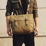 SMONT WW2 US M1936 Canvas Messenger Bag, 12" Vintage Tactical Musette Satchel Bags Military Crossbody Haversack