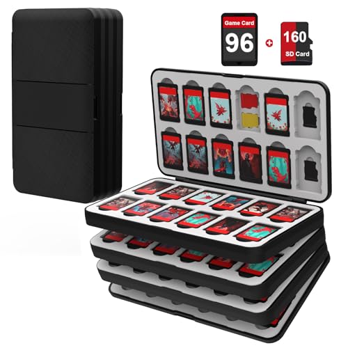 iPLYGAM Switch Game Case Holder for Nintendo Switch 2/OLED/Lite with 96 Cartridge Slots and 160 Micro SD Card Storage, Portable Game Protective Organizer Traveler Gift Accessories