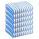 JML Microfiber Beach Towels, Large Bath Towel Set (6 Pack, 27" x 55") - Cabana Stripe - Quick Dry Microfiber Towels for Pool, Bath, Sport, Yoga, Camping, Swimming, Blue