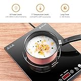 Portable Induction Cooktop, iSiLER 1800W Sensor Touch Electric Induction Cooker Hot Plate with Kids Safety Lock, 6.7" Heating Coil, 18 Power 17 Temperature Setting Countertop Burner with Timer