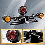 Ourbest Motorcycle Retro Vintage led Stop Lights with Turn Signal Motorbike Tail Light Driving Light (Red)