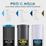 PRO+AQUA Elite Series GEN2 PRO-100-E 3-Stage Whole House Water Filtration System for City & Well Water with Pressure Gauges | Reduces Contaminants, Sediment, Chemicals, Heavy Metals, with 1” Ports