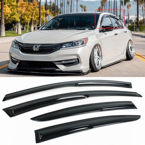 Syon Auto FITS 2013-2017 Honda Accord JDM 3D Wavy Mugen Style Window Visor RAIN Guard Vent