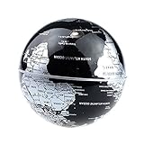 Senders Floating Globe with LED Lights C Shape Magnetic Levitation Floating Globe World Map for Desk Decoration (Black-Silver)