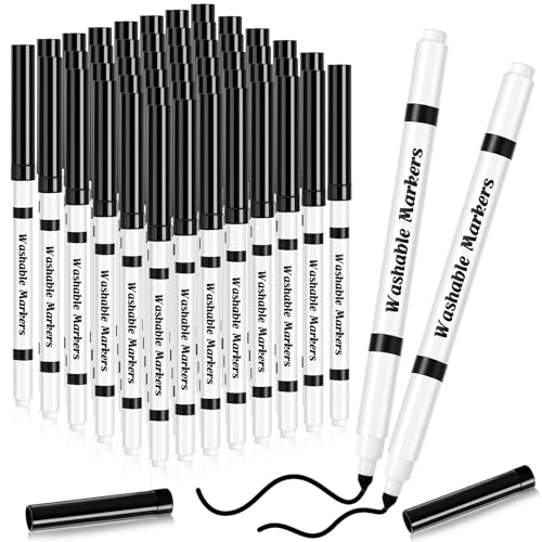 Janlaugh 48 Pcs Line Washable Markers Bulk Black Fine Tip Markers Set Thin Coloring Mark pens for Kids Black Tips Mark pen for Art School Supplies, Back to School Supplies, Ages 6+