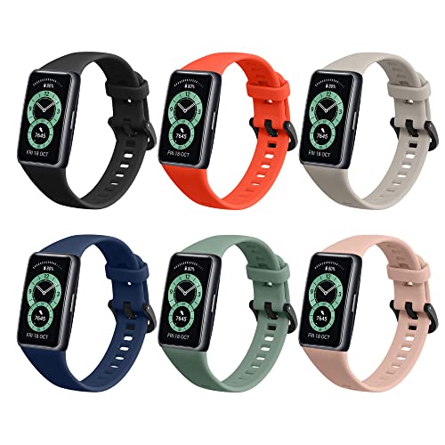 kwmobile Strap Set compatible with Huawei Band 6 & 6 Pro/Honor Band 7 & 6 Straps - 6x TPU Silicone Replacement Wristband - Multicolor