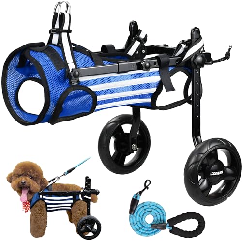 Lokshun Dog Wheelchair for Back Legs Small Wheelchair for Dogs with Disabled Hind Legs Walking Adjustable Dog Carts with Wheels - Small