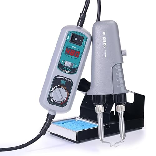 BINGOX 938D Mini Soldering Tweezers Station, 60W 110V Portable SMD Soldering Iron with LCD Display, PID Temp Control, Auto Sleep, Hot Tweezers for Desoldering SMT Components
