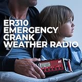 Midland - ER310, Emergency Crank Weather AM/FM Radio - Multiple Power Sources, SOS Emergency Flashlight, Ultrasonic Dog Whistle, & NOAA Weather Scan + Alert (Red/Black)