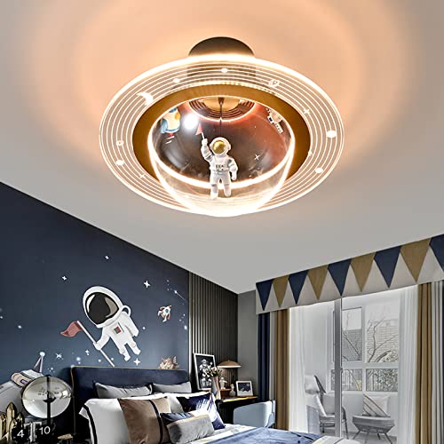 PURESILKS Cartoon Astronaut Chandeliers Kids Flush Mount LED Lamps Modern Creative Astronaut Shape with Acrylic Lampshade Hanging Lamps for Children's Room Bedroom Reading Room Toy Room