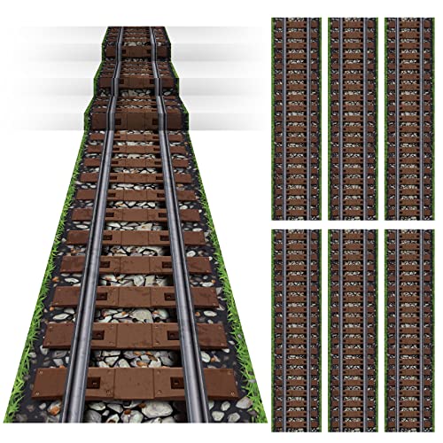 24 Inch x 10 ft Plastic Railroad Track Aisle Runner Train Party Decorations Wild West Party Theme Tablecloth Runner Table Floor Cover for Halloween Western Birthday Supply