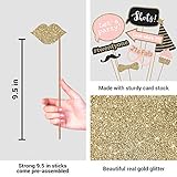 Fully Assembled 21st Birthday Photo Booth Props - Set of 30 - Pink & Gold Selfie Signs - 21st Party Supplies & Decorations - Cute Bday Designs with Real Glitter - Did We Mention No DIY