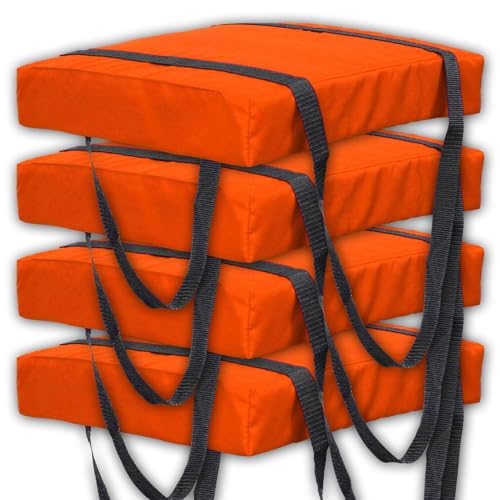 Bradley 4 Pack Type IV Boat Cushion USCG Approved Throwable Flotation Device; Coast Guard Approved Throw Preserver with Foam Cushion; throwable Boat Cushion Safety Device Neon Orange
