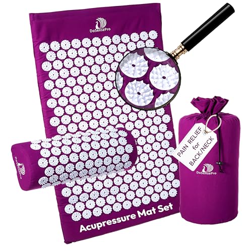 Acupressure Mat & Pillow Set - Acupressure Therapy for Back and Neck Pain Relief, Sciatica, and Pressure Point Aches Ideal Acupuncture Mat for Sleeping Aid & Recovery