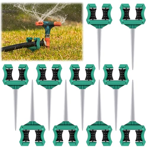 Yaocom 10 Pcs Hose Guide for Garden 10 Inch Rust Proof Metal Garden Spike Roller Reel Lawn Hose Support Spike Stakes Holder for Yard Lawn Plant Protection